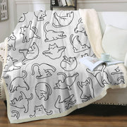 Cat Sherpa Blanket Animal Pattern Printing Double Layer Children