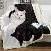 Cat Sherpa Blanket Animal Pattern Printing Double Layer Children - My Store