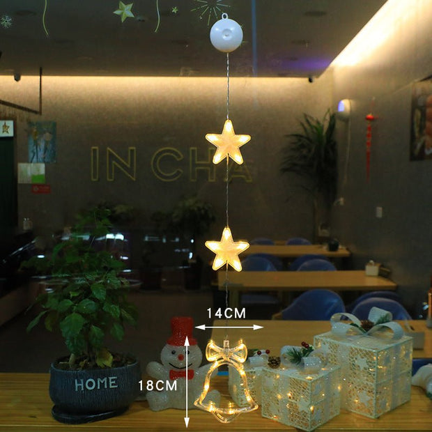 Christmas 3pcs LED Light Star Xmas Tree Hanging Sucker Lamp Window Ornaments Decoration For Home Xmas Navidad New Year Decor Christmas Decorations - My Store