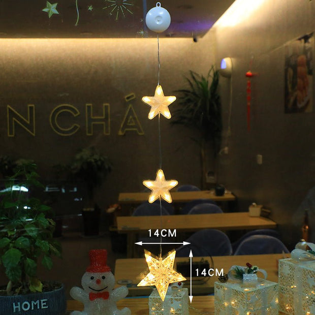 Christmas 3pcs LED Light Star Xmas Tree Hanging Sucker Lamp Window Ornaments Decoration For Home Xmas Navidad New Year Decor Christmas Decorations - My Store