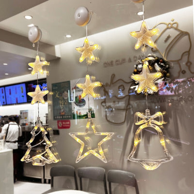 Christmas 3pcs LED Light Star Xmas Tree Hanging Sucker Lamp Window Ornaments Decoration For Home Xmas Navidad New Year Decor Christmas Decorations - My Store