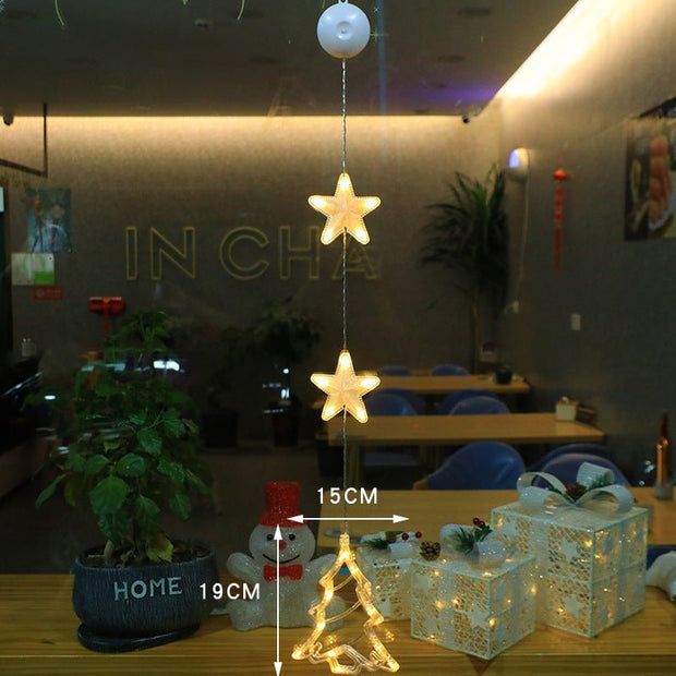 Christmas 3pcs LED Light Star Xmas Tree Hanging Sucker Lamp Window Ornaments Decoration For Home Xmas Navidad New Year Decor Christmas Decorations - My Store