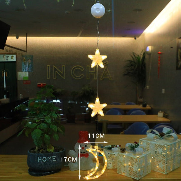 Christmas 3pcs LED Light Star Xmas Tree Hanging Sucker Lamp Window Ornaments Decoration For Home Xmas Navidad New Year Decor Christmas Decorations - My Store