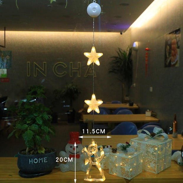 Christmas 3pcs LED Light Star Xmas Tree Hanging Sucker Lamp Window Ornaments Decoration For Home Xmas Navidad New Year Decor Christmas Decorations - My Store