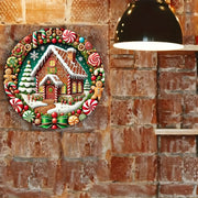Christmas Candy Gingerbread Man Christmas Tree House Round Wooden Sign Door Plate - My Store