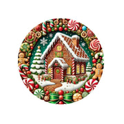 Christmas Candy Gingerbread Man Christmas Tree House Round Wooden Sign Door Plate - My Store
