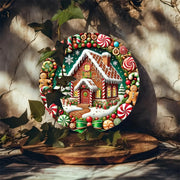 Christmas Candy Gingerbread Man Christmas Tree House Round Wooden Sign Door Plate - My Store