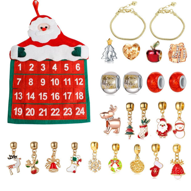 Christmas Ornaments Advent Handbag Bracelet Necklace Beaded Gift Set - My Store