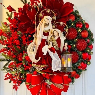 Christmas Wreath With Lamp God Jesus - My Store