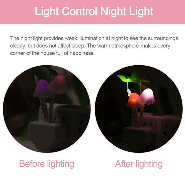 Color LED Mushroom Light, 3 Colors, With Sensor, Novelty, 220v - My Store