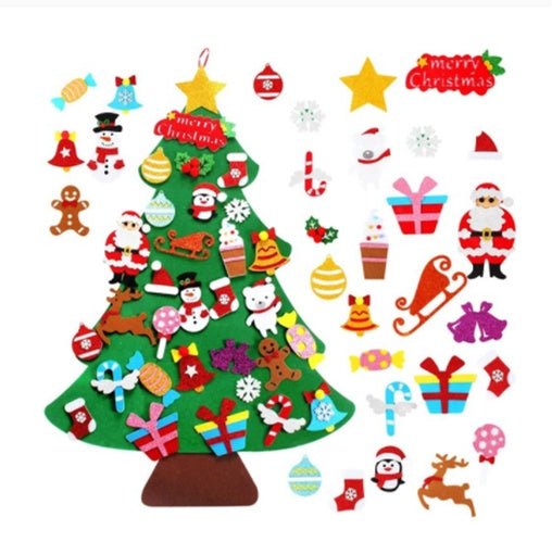 DIY Felt Christmas Tree New Year Toddler Kids Handmade Gift Toys Door Wall Hanging Ornaments Holiday Party Home Decor Set - My Store