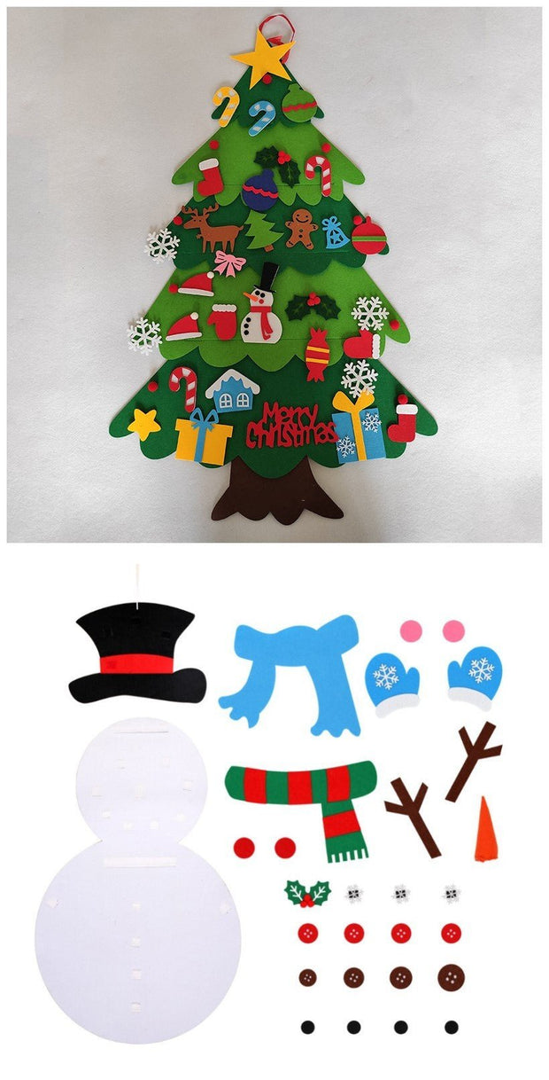 DIY Felt Christmas Tree New Year Toddler Kids Handmade Gift Toys Door Wall Hanging Ornaments Holiday Party Home Decor Set - My Store