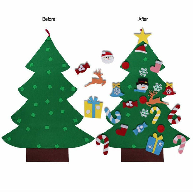 DIY Felt Christmas Tree New Year Toddler Kids Handmade Gift Toys Door Wall Hanging Ornaments Holiday Party Home Decor Set - My Store