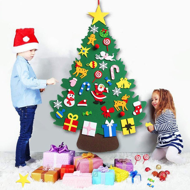 DIY Felt Christmas Tree New Year Toddler Kids Handmade Gift Toys Door Wall Hanging Ornaments Holiday Party Home Decor Set - My Store