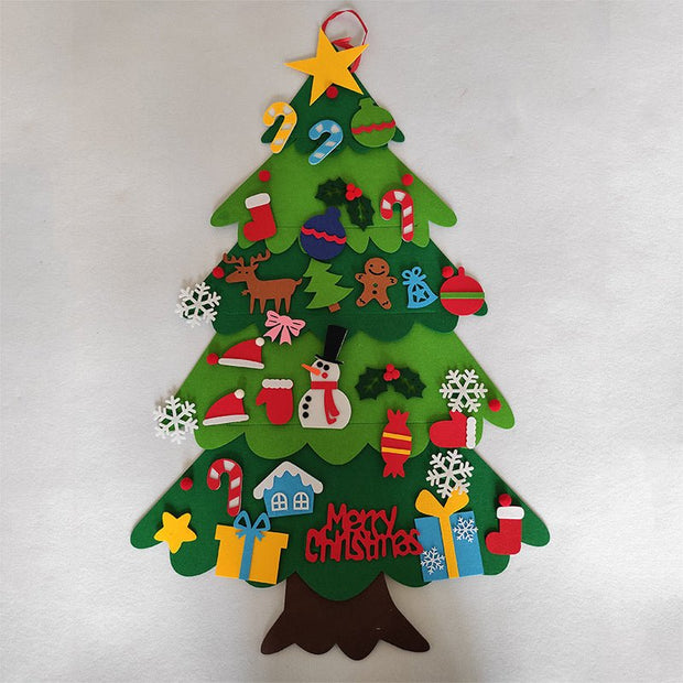 DIY Felt Christmas Tree New Year Toddler Kids Handmade Gift Toys Door Wall Hanging Ornaments Holiday Party Home Decor Set - My Store
