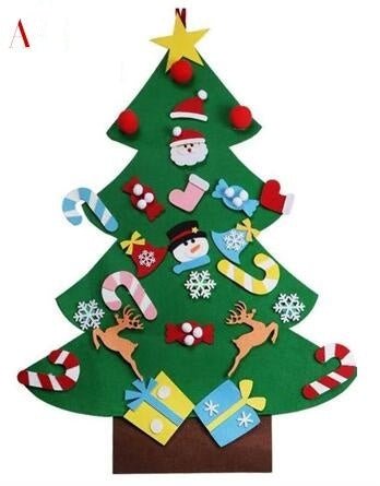 DIY Felt Christmas Tree New Year Toddler Kids Handmade Gift Toys Door Wall Hanging Ornaments Holiday Party Home Decor Set - My Store