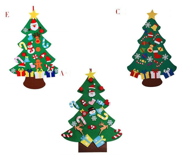 DIY Felt Christmas Tree New Year Toddler Kids Handmade Gift Toys Door Wall Hanging Ornaments Holiday Party Home Decor Set - My Store