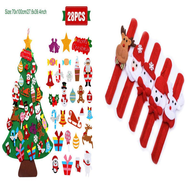 DIY Felt Christmas Tree New Year Toddler Kids Handmade Gift Toys Door Wall Hanging Ornaments Holiday Party Home Decor Set - My Store