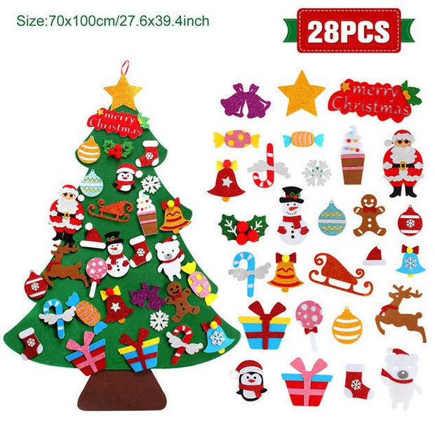 DIY Felt Christmas Tree New Year Toddler Kids Handmade Gift Toys Door Wall Hanging Ornaments Holiday Party Home Decor Set - My Store