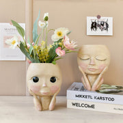 Face Head Design Sculpture Flower Planter Garden Indoor Plant Pot Art Flowerpot - My Store
