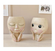 Face Head Design Sculpture Flower Planter Garden Indoor Plant Pot Art Flowerpot - My Store
