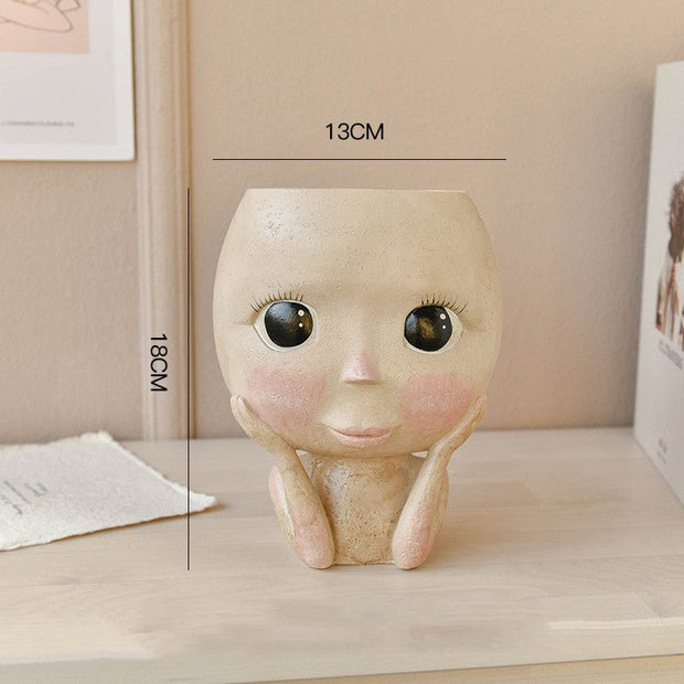 Face Head Design Sculpture Flower Planter Garden Indoor Plant Pot Art Flowerpot - My Store