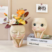 Face Head Design Sculpture Flower Planter Garden Indoor Plant Pot Art Flowerpot - My Store