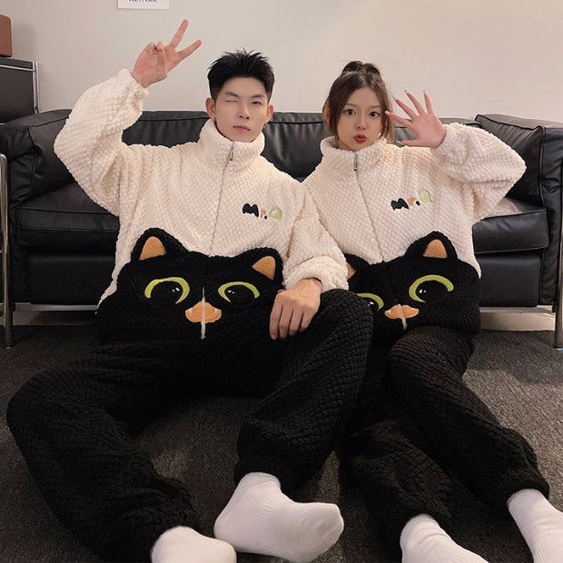 Fashion Casual Embossed Velvet Couple Pajamas - My Store