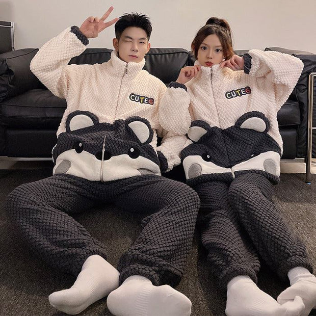 Fashion Casual Embossed Velvet Couple Pajamas - My Store