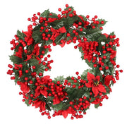 Green Trident Leaves Red Christmas Wreath - My Store