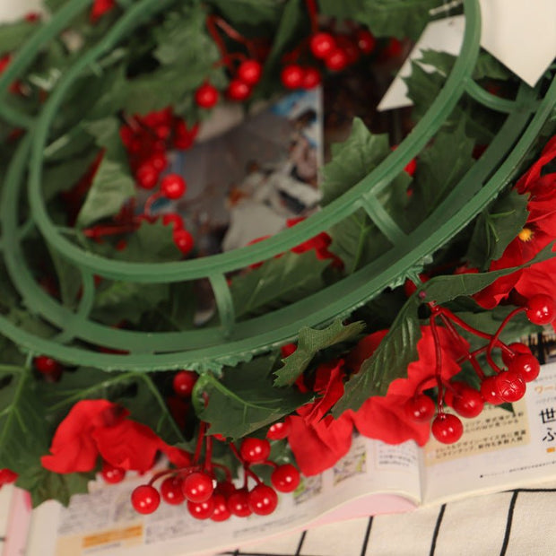 Green Trident Leaves Red Christmas Wreath - My Store