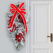 New Flocking Wreath Outdoor Decoration Door Hanging Christmas Wreath Rattan - My Store