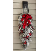 New Flocking Wreath Outdoor Decoration Door Hanging Christmas Wreath Rattan - My Store