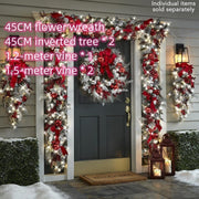 New Flocking Wreath Outdoor Decoration Door Hanging Christmas Wreath Rattan - My Store