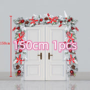 New Flocking Wreath Outdoor Decoration Door Hanging Christmas Wreath Rattan - My Store