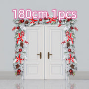 New Flocking Wreath Outdoor Decoration Door Hanging Christmas Wreath Rattan - My Store