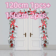 New Flocking Wreath Outdoor Decoration Door Hanging Christmas Wreath Rattan - My Store