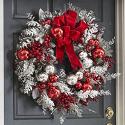 New Flocking Wreath Outdoor Decoration Door Hanging Christmas Wreath Rattan - My Store
