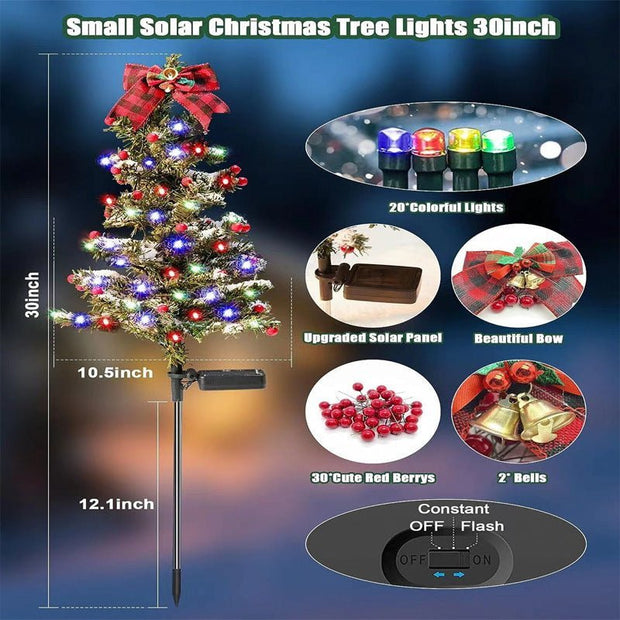 Waterproof Outdoor Christmas Decorations Solar Christmas Tree 2 Modes Yard Stake Christmas Pathway Light For Garden Yard Decor - My Store