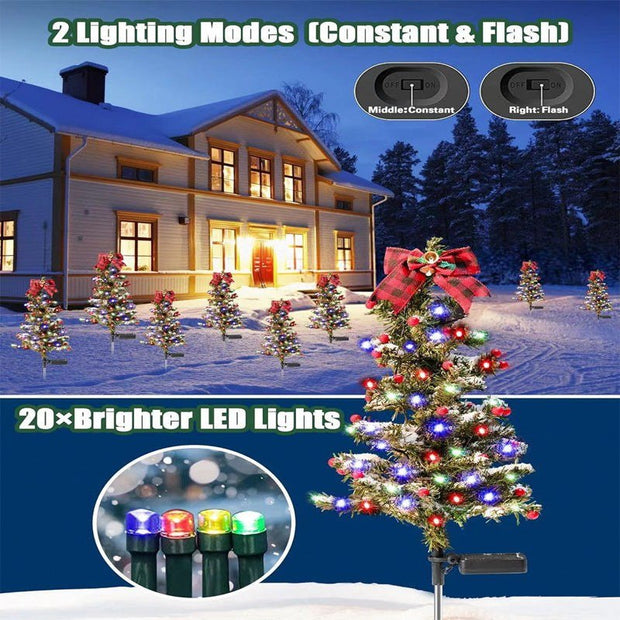 Waterproof Outdoor Christmas Decorations Solar Christmas Tree 2 Modes Yard Stake Christmas Pathway Light For Garden Yard Decor - My Store