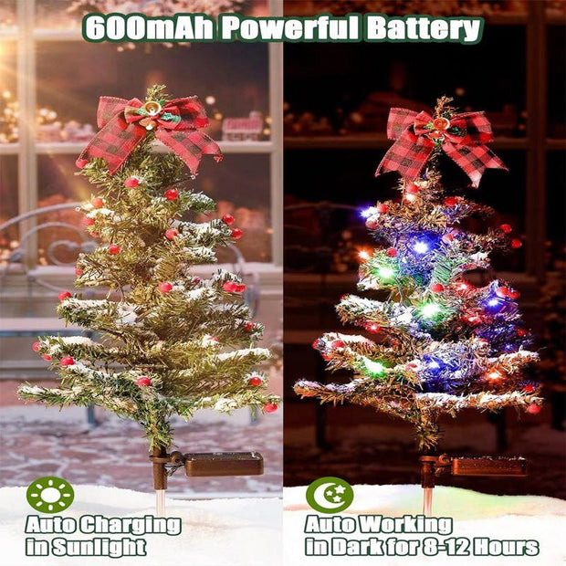 Waterproof Outdoor Christmas Decorations Solar Christmas Tree 2 Modes Yard Stake Christmas Pathway Light For Garden Yard Decor - My Store